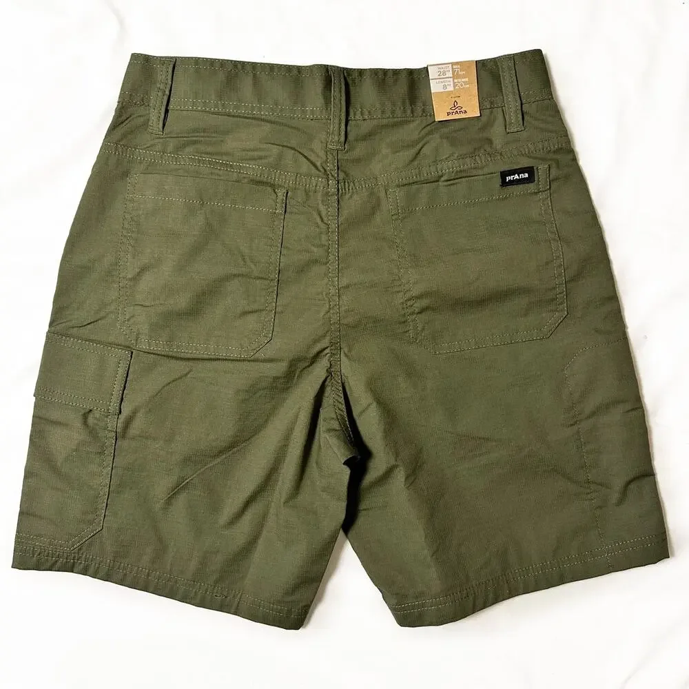 Prana Double Peak Shorts Mens Size 28 / 8” Inseam Green Standard-Fit Cargo NWT.
